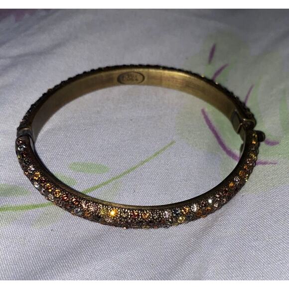 JOAN RIVERS Crystal Bangle Bracelet Autumn Colors Multicolor Hinged Opening - Picture 2 of 6